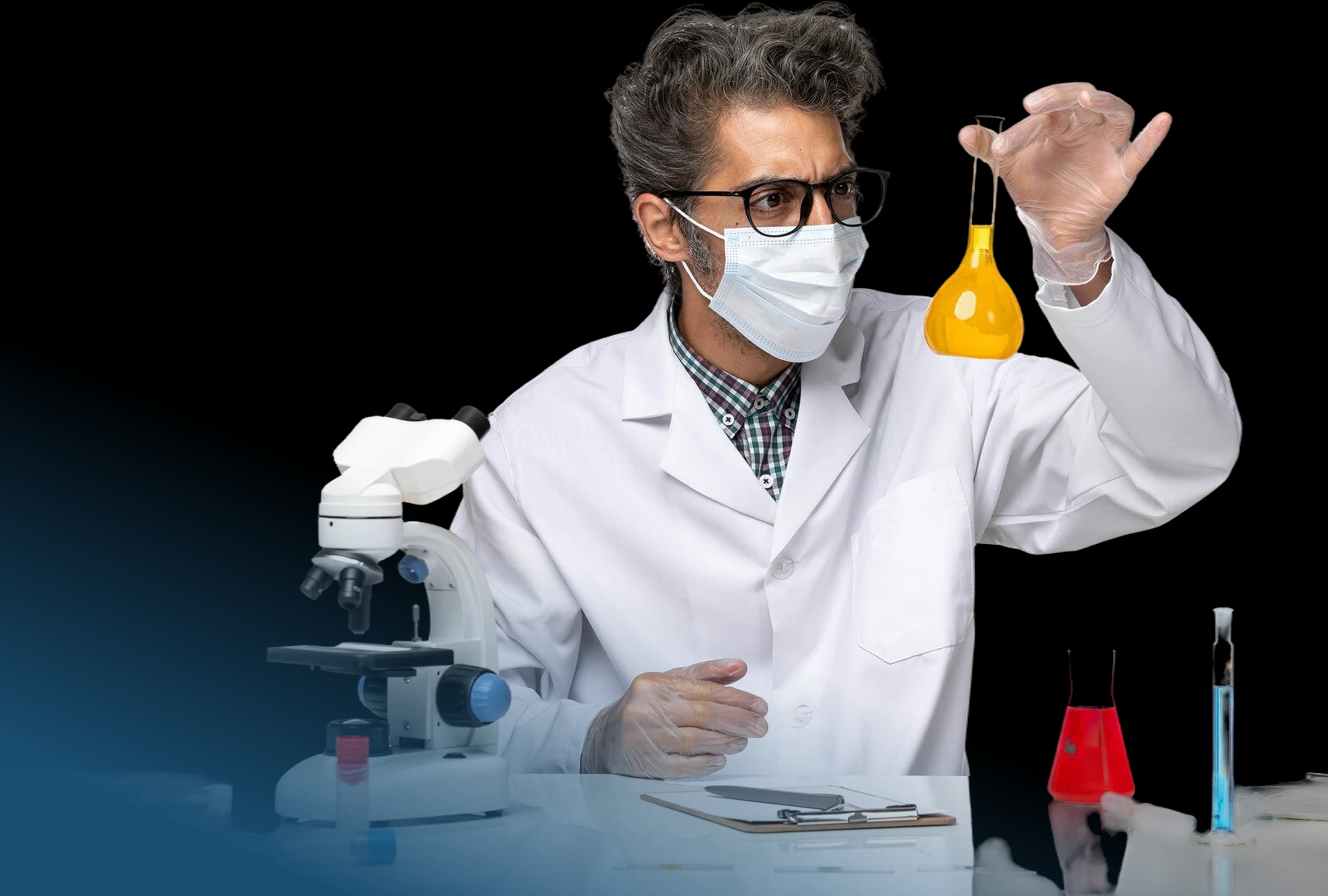 Scientist examining a chemical solution
